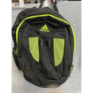 Adidas Backpack Black Neon Lime Green Mesh Pockets Padded Straps Sports School